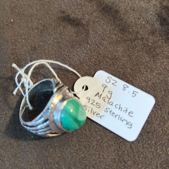 Artisan Made Malachite Ring in 925 Sterling Silver 8.5 - Picture 10 of 10